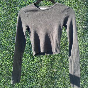 Black Long Sleeve Crop Top